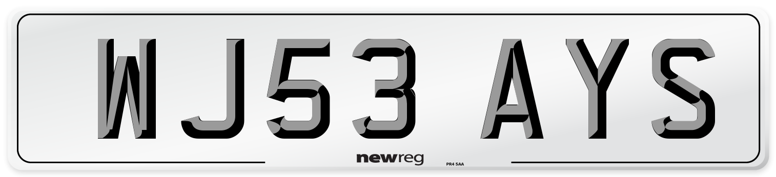 WJ53 AYS Number Plate from New Reg